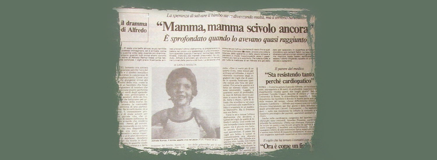 Illustrazione tratta da "Il caso Alfredino Rampi attraverso i media" di Romina Capone,  Il Papavero 2015