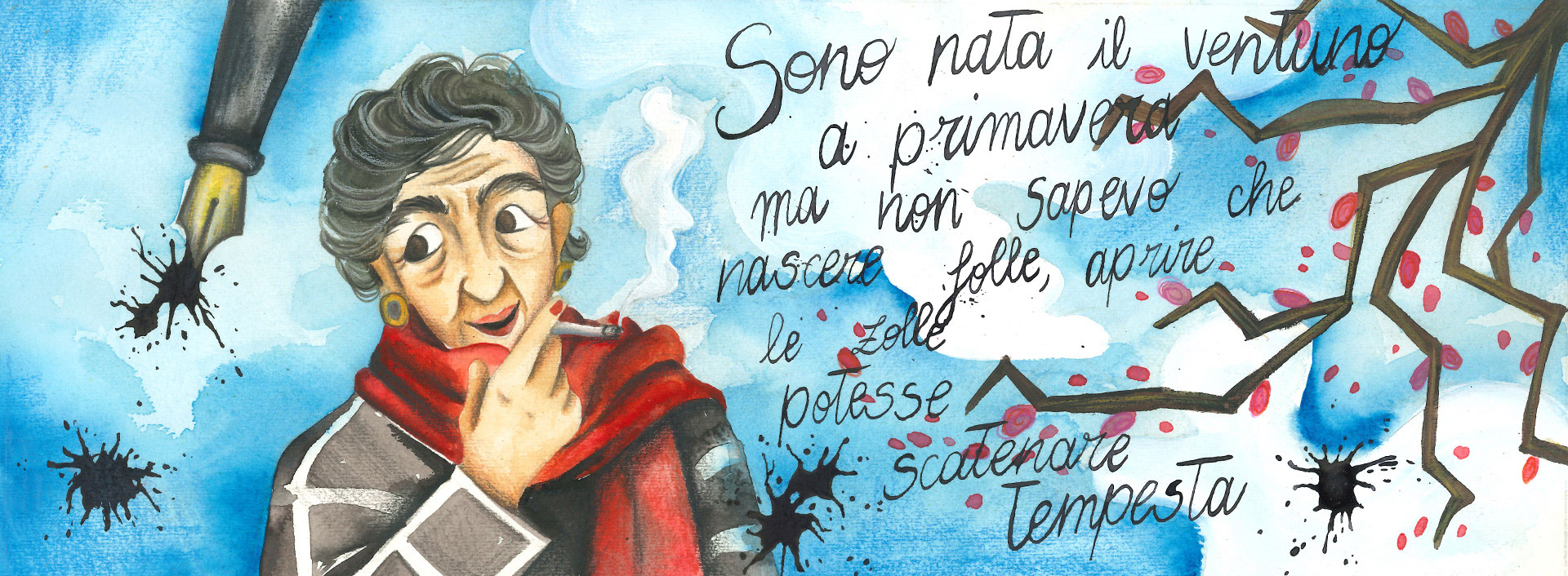 Illustrazione di Matilde Romanò, 2024, studentessa in Illustrazione e animazione allo IED, Istituto Europeo di Design. Acquerello tradizionale e lineart in digitale