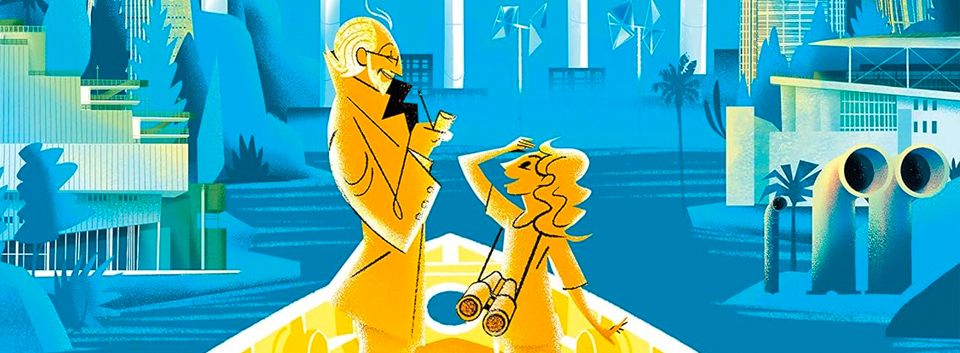 Immagine tratta dal libro "Alla ricerca di Atlantide. Viaggio nell'architettura per ragazzi sognatori, di Carlo Piano (Autore) , Renzo Piano (Autore) , Tommaso Vidus Rosin (Illustratore), Feltrinelli, 2021"