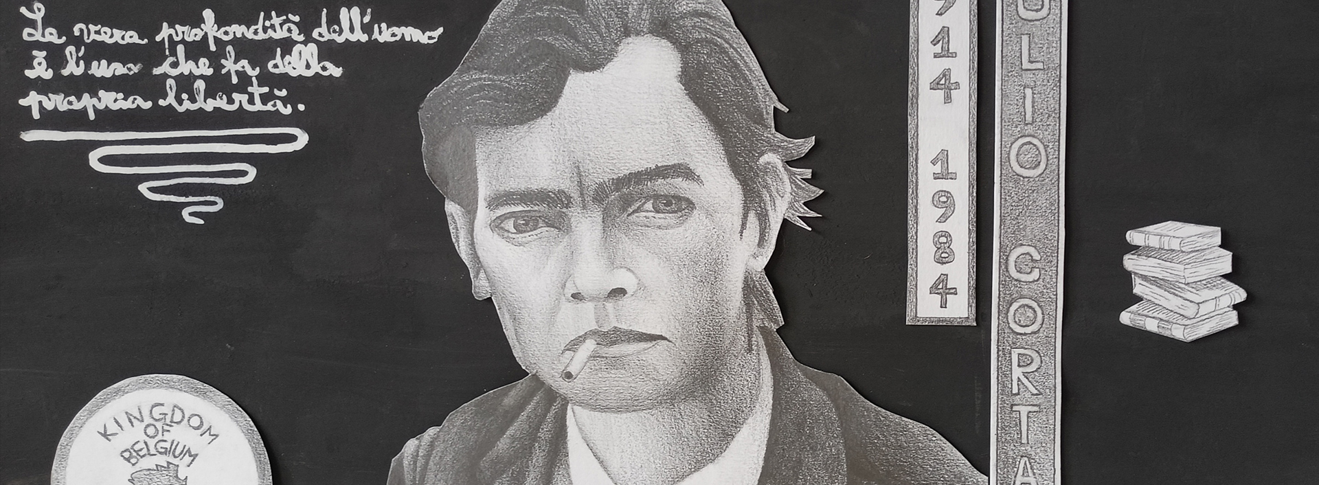 Illustrazione di Matteo Quaranta, 2024, studente del Liceo artistico Volta di Pavia. Tecnica mista