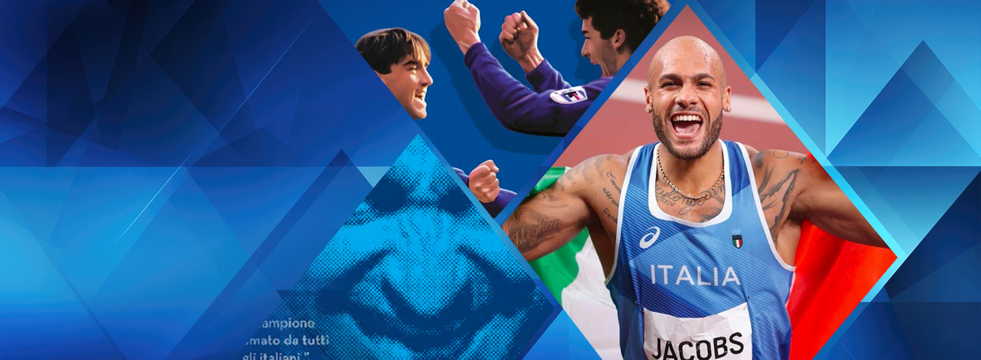 Immagini tratte dai libri "La bella stagione" di Gianluca Vialli, Roberto Mancini, Mondadori, 2021, "Un uomo in fuga. La vera storia di Marco Pantani" di Manuela Ronchi, Gianfranco Josti, Rizzoli, 2005, "Flash. La mia storia" di Marcell Jacobs, Piemme, 2022