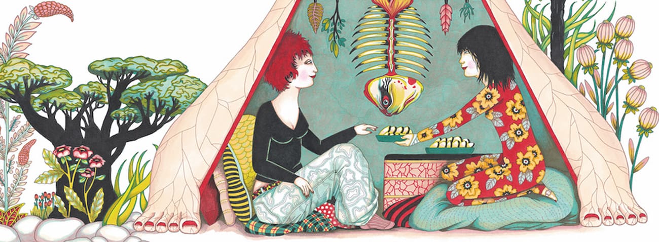 Illustrazione di  Emmanuelle Houdart tratto dal libro "Amiche per la vita", Logos 2013 