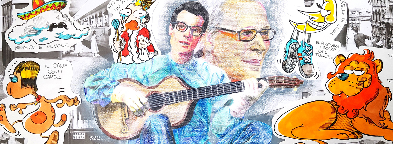 Illustrazione di Ezio Mannarino, 2023, studente del Liceo Artistico A. Volta di Pavia. Tecnica mista