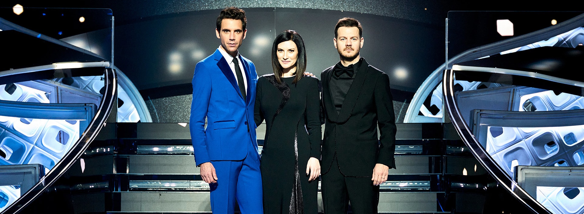 Eurovision 2022. Mika, Laura Pausini e Alessandro Cattelan / EBU Giulio Rustichelli